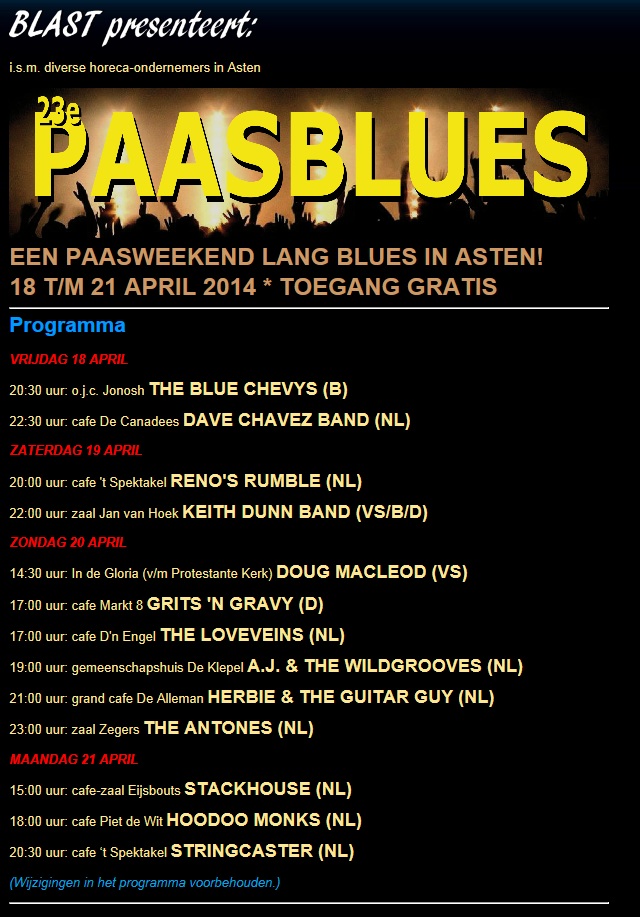 Paasblues 2014 programma